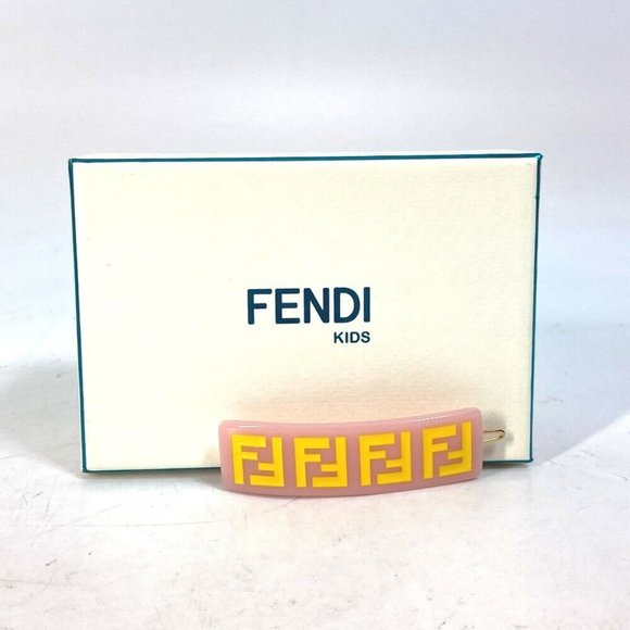 AUTHENTIC FENDI hairpin FF hair clip logo hair accessory Barrette acetate pink main image 4